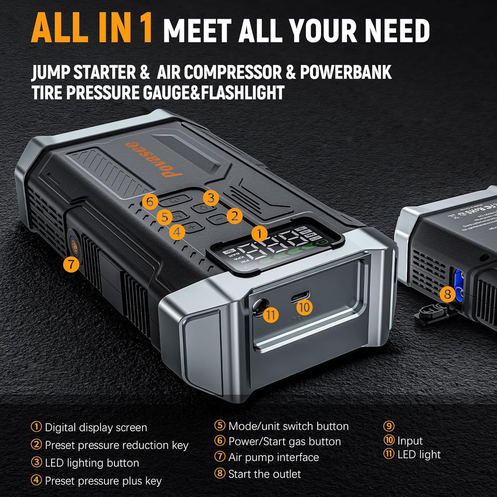 [2026NEW Model] 5000A Jump Starter with Air Compressor,Car Jumper Starter Por...