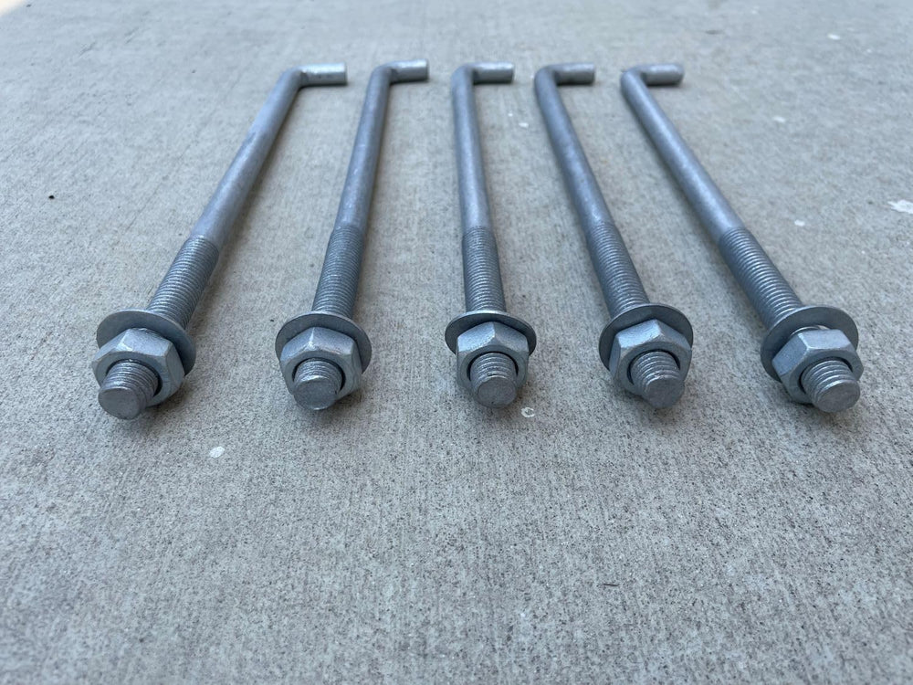 Sandbaggy 5/8" x 14" Threaded Concrete Anchor L-Bolts (Nuts & W...