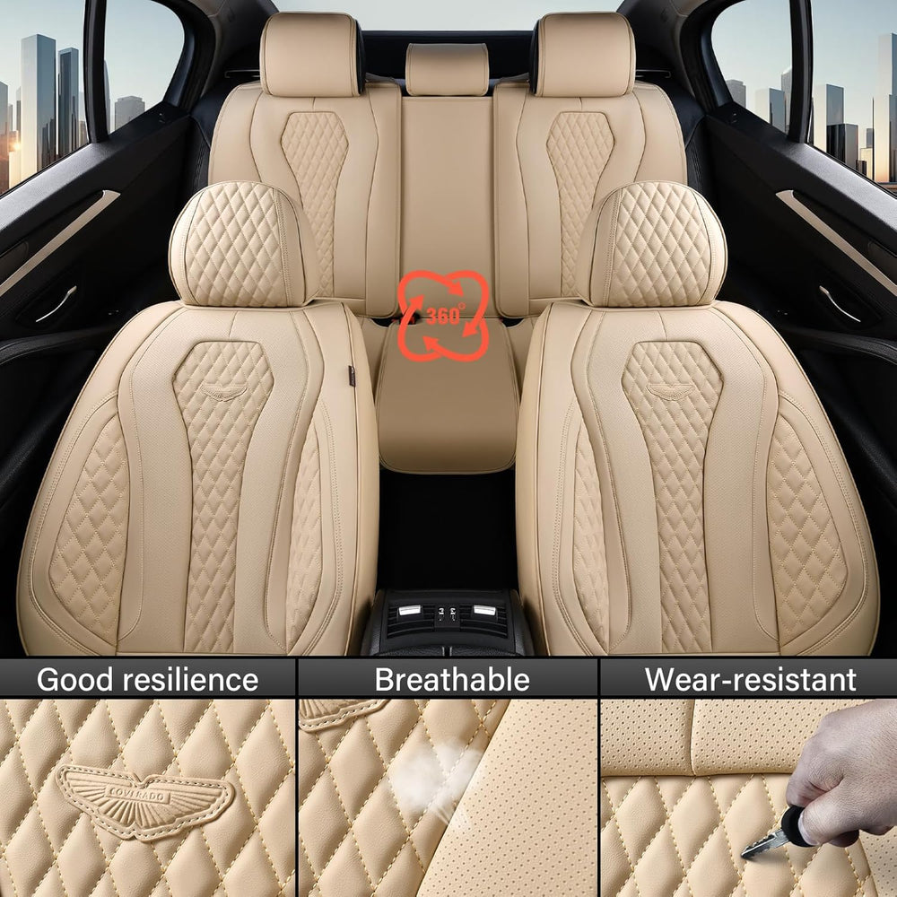Coverado Automotive Seat Covers, Car Seat Covers Full Set, Beige Car Seat Cov...