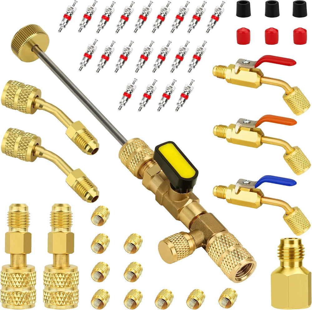 HVAC Ball Valve Core Removal Tool Set,for R410A,R134A,R12 22,Brass