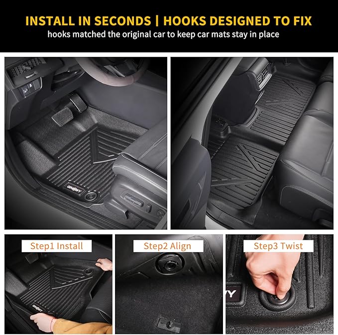 GINOWY-Floor Mats for Hyundai Santa Cruz 2022-2024 2025, TPE All Weather Car