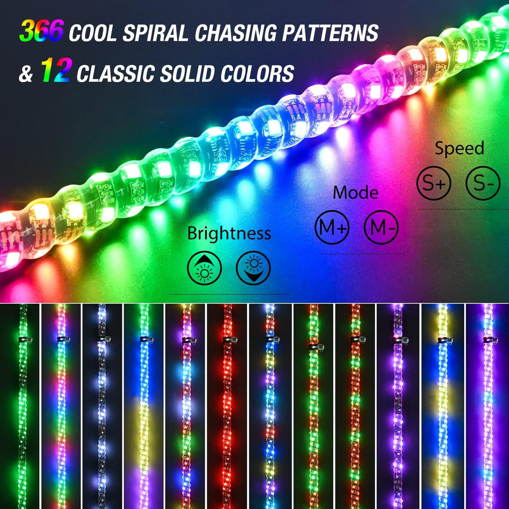 Nilight 1PC 3FT Spiral RGB LED Whip Light, Ultra Bright Lighted Antenna