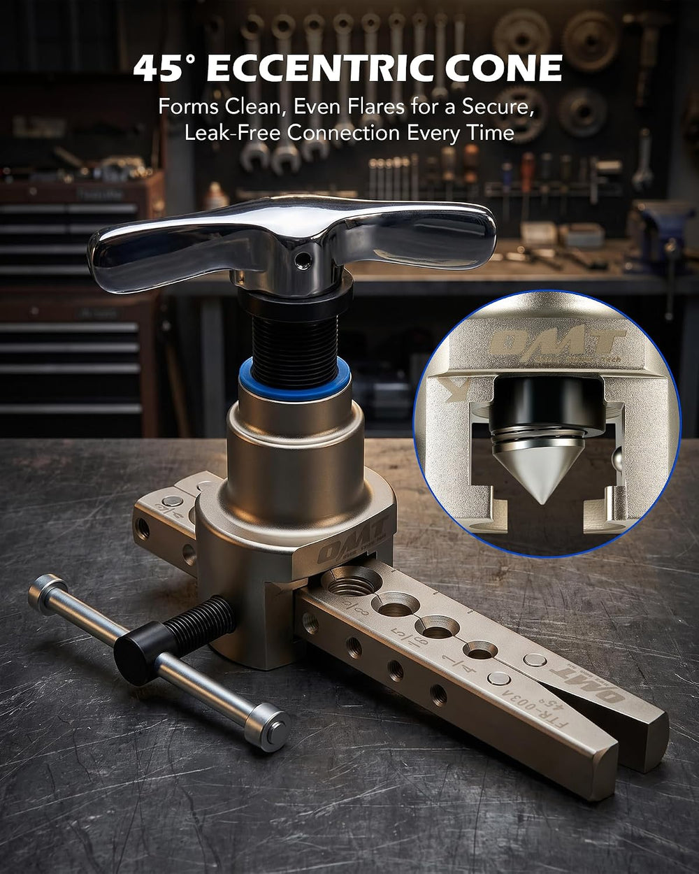 OMT Eccentric Flaring Tool for HVAC Tubing, 1/4in-3/4in Magnetic Limit
