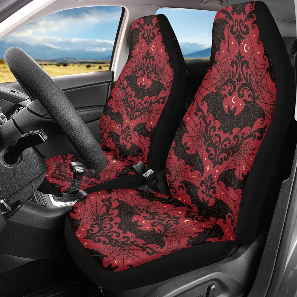 Gothic Bat Car Seat Covers Set of 2 Elastic Fabrics