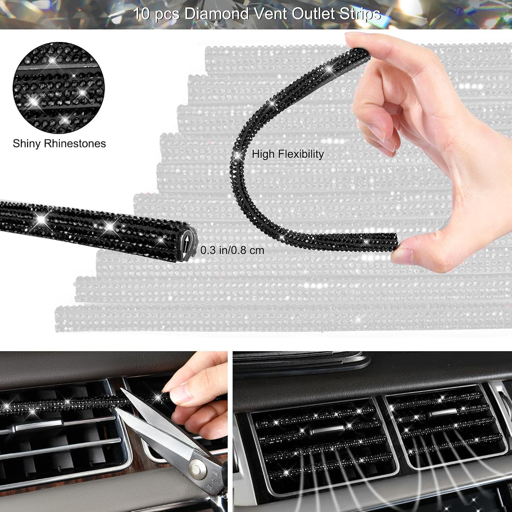 CAR PASS 30 PCS Bling Diamond Car Accessories Set for Women, Bling Steering W...