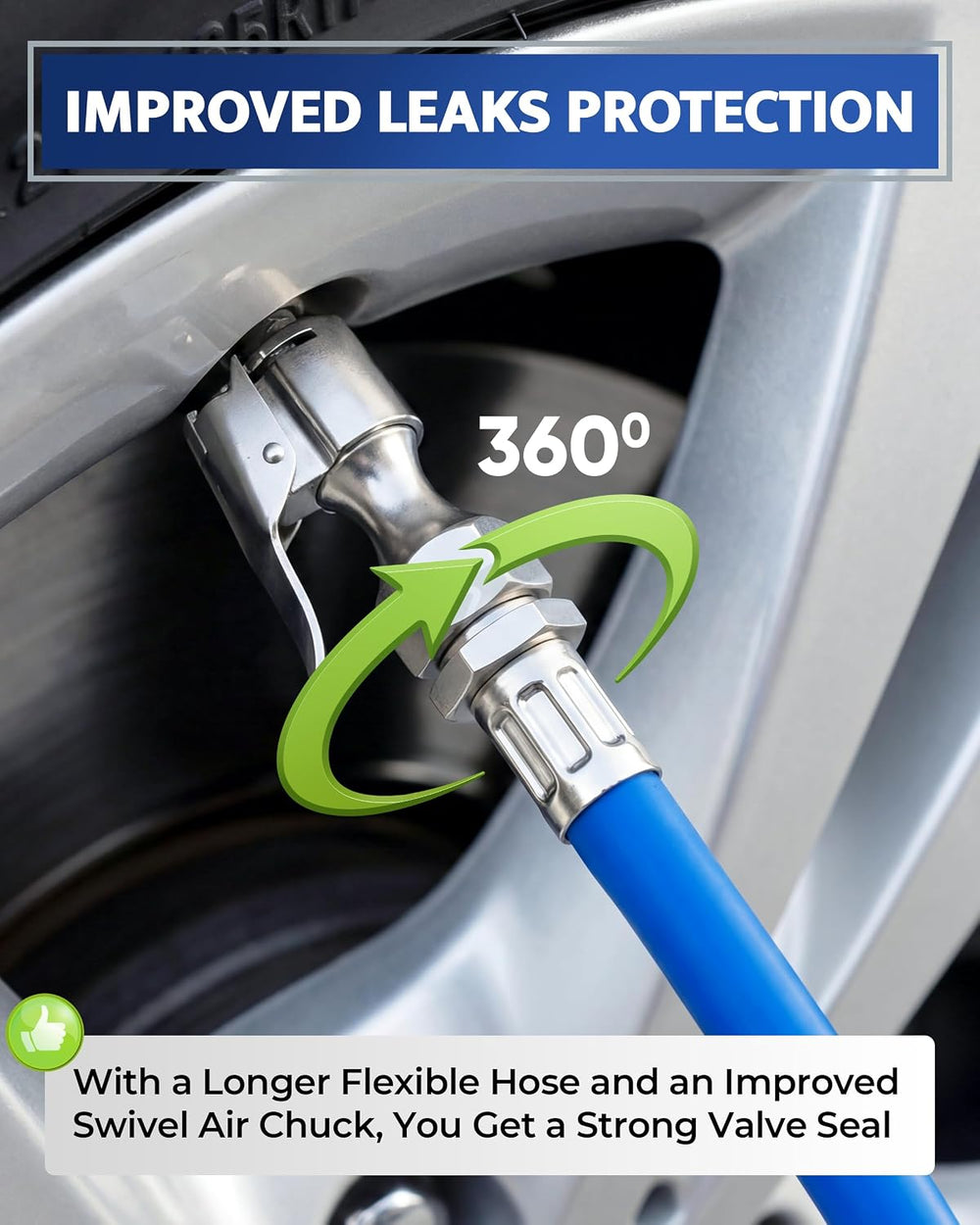 Tire Inflator with Pressure Gauge — Air Chuck with Gauge for Air Compressor