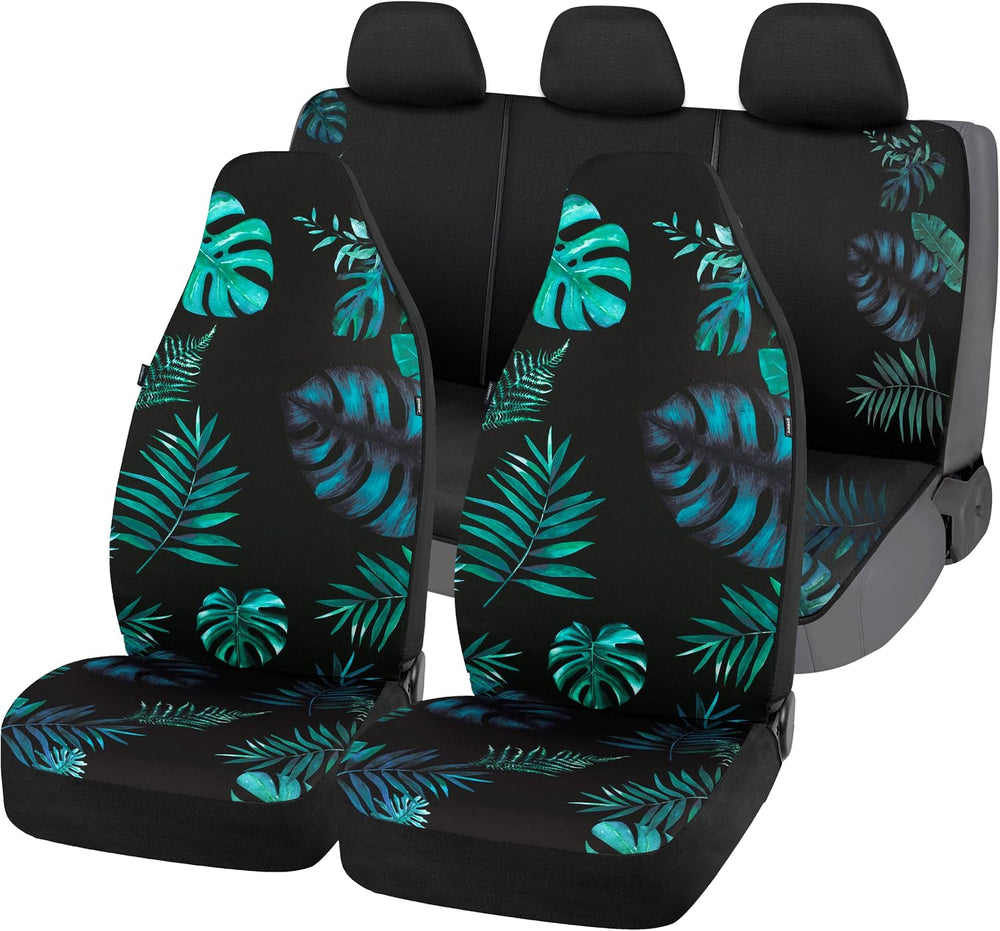 FREMONT AUTO Tropical Print Embroidered Car Seat Covers Set for Cars Truck Va...