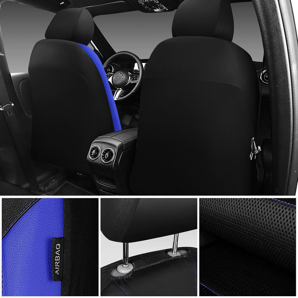 CAR PASS Leather Car Seat Covers Front Seats Only, with Air Mesh Front Seat C...