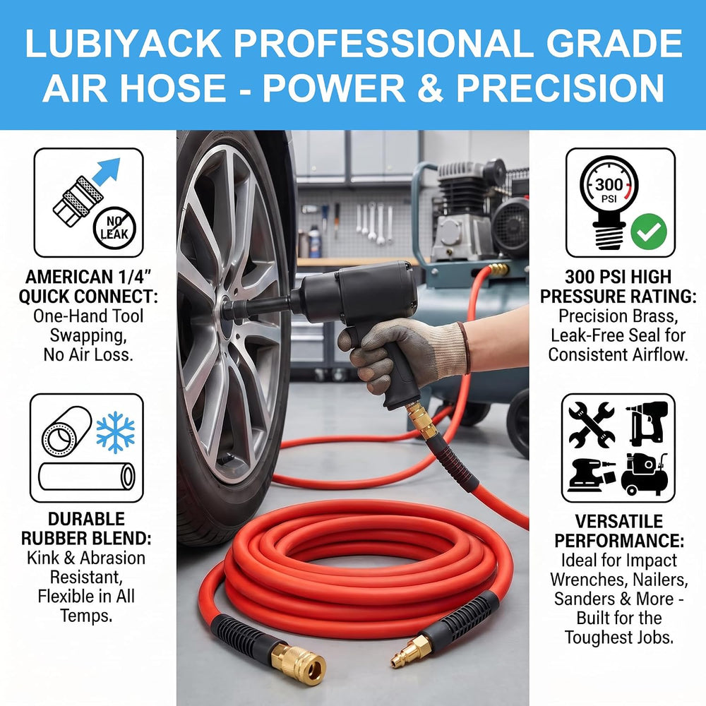 Hybrid Lead-in Air Hose 1/4" ID x 100FT, Red