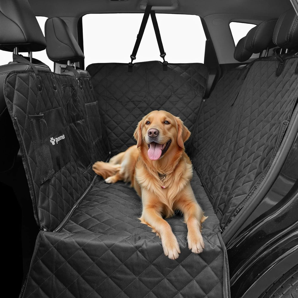 Waterproof Dog Car Hammock for Back Seat with Door Protection, Black