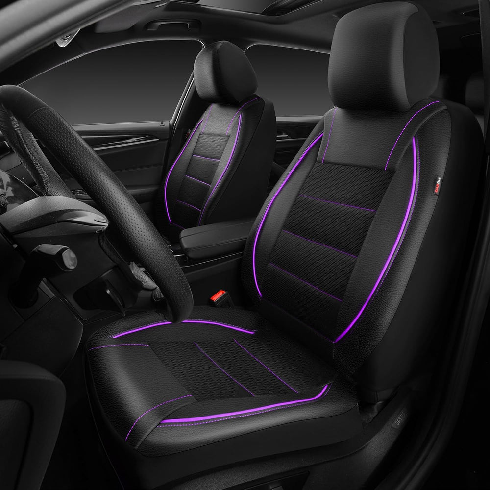 CAR PASS Universal FIT Piping Leather Two Front Seat Covers, Waterproof Faux ...