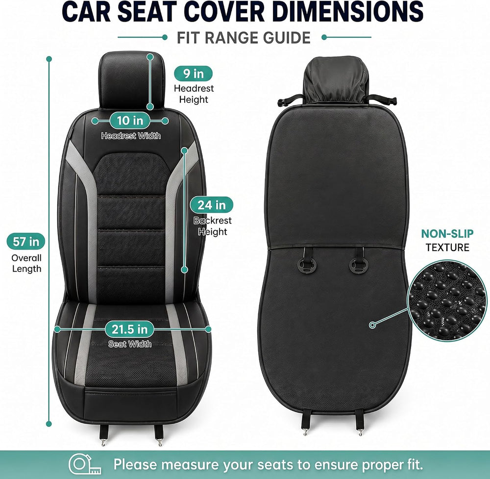 FH Group Front Set Faux Leather Car Seat Covers Cushions for Low Back Seat, U...
