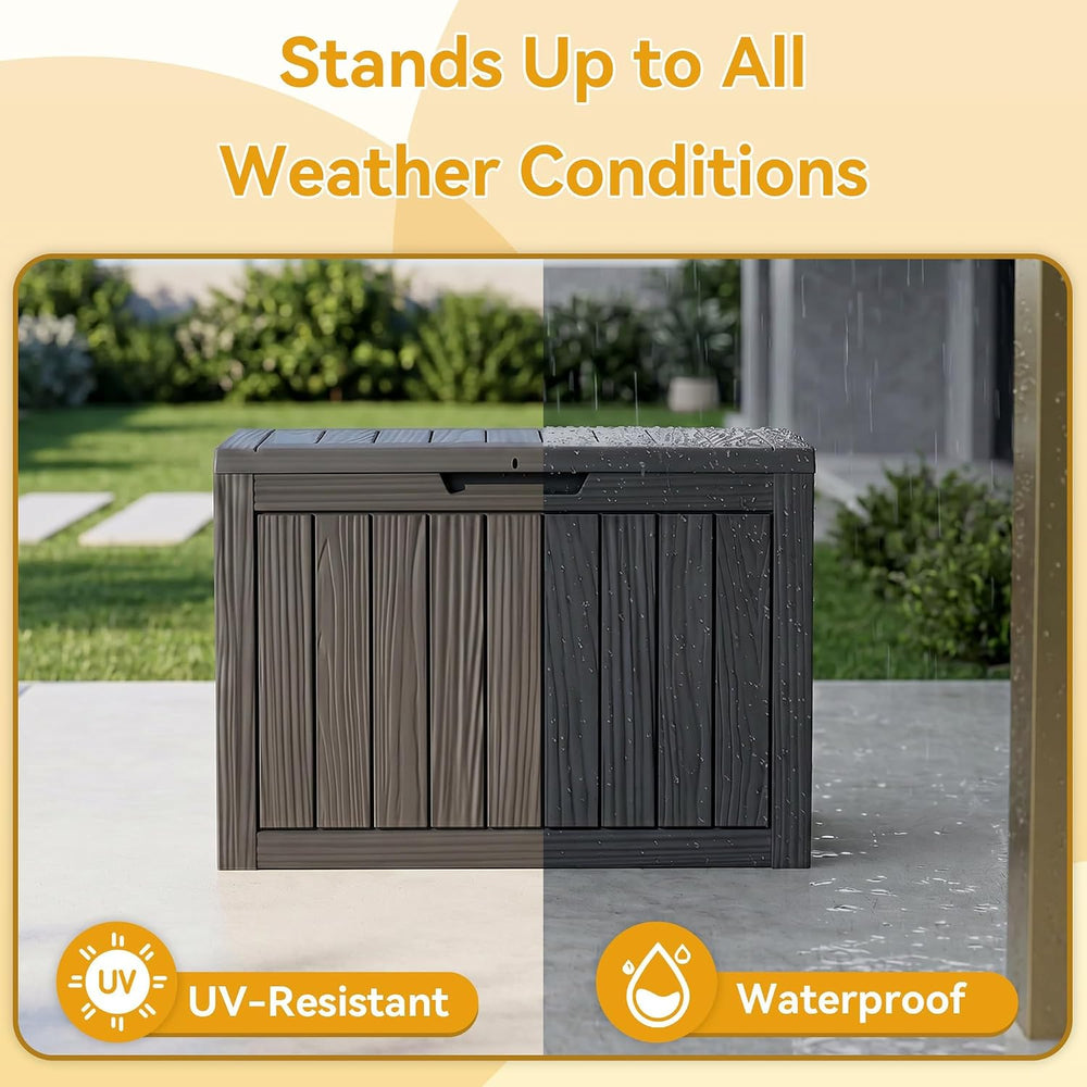 60 Gallon Outdoor Storage Box, Waterproof Deck Box, Black