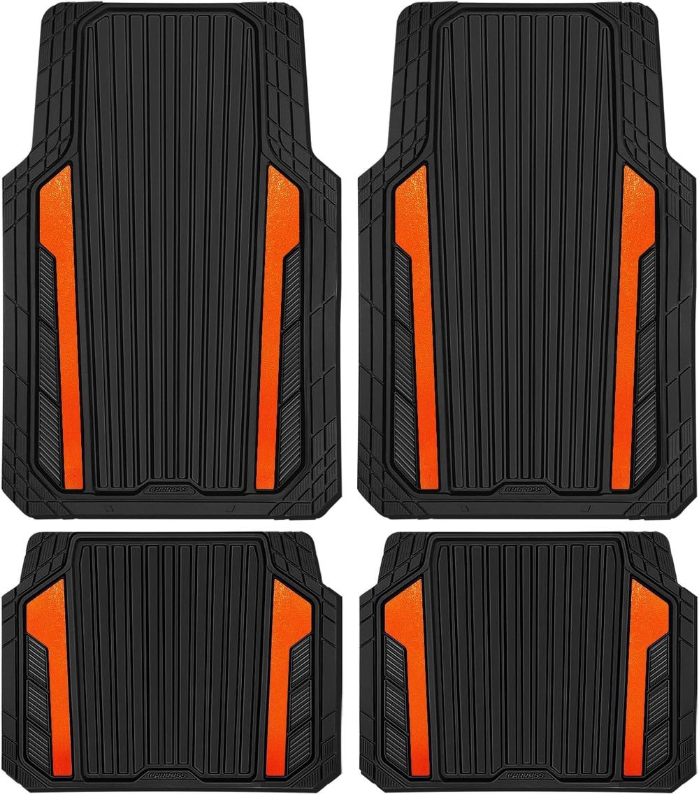 CAR PASS Heavy Duty Rubber Car Mats Metallic, Aluminum Film All Weather Floor...