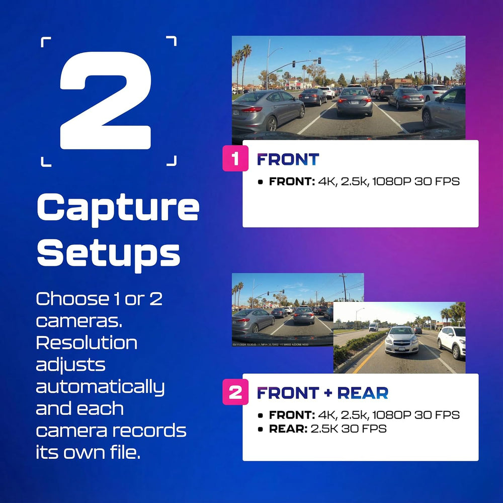 AZDOME M550 Pro 2CH Dash Cam 4K with 3.19'' Screen IR Night Vision 24...
