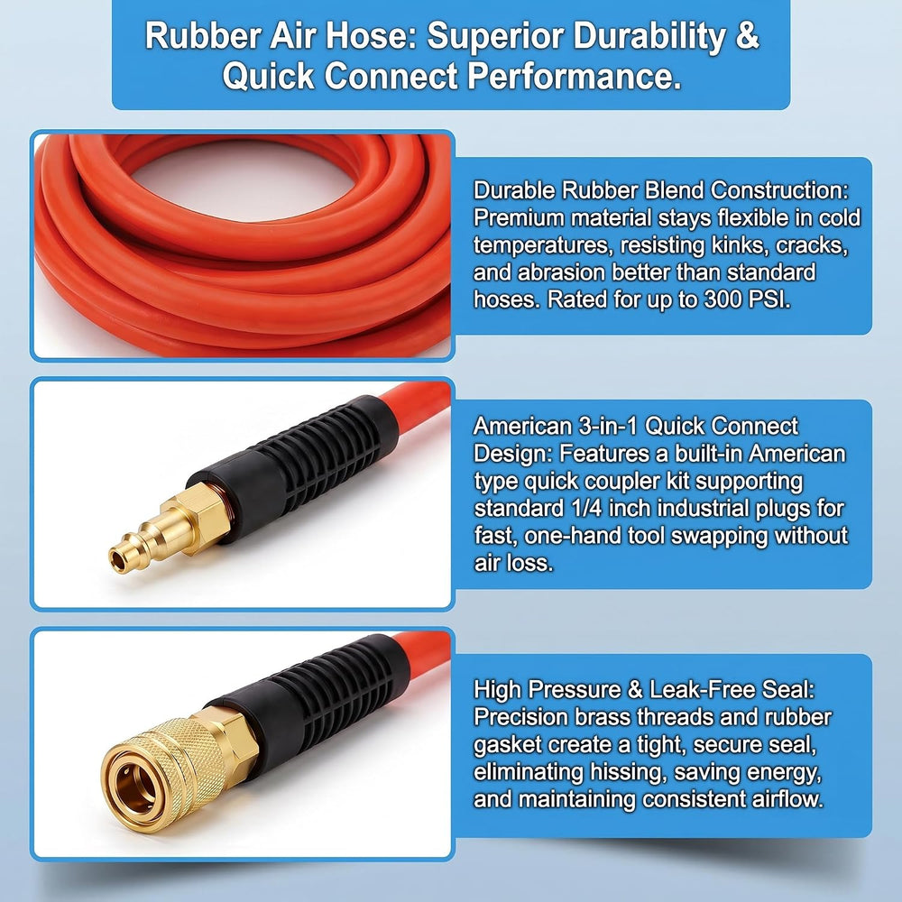 Hybrid Lead-in Air Hose 1/4" ID x 100FT, Red