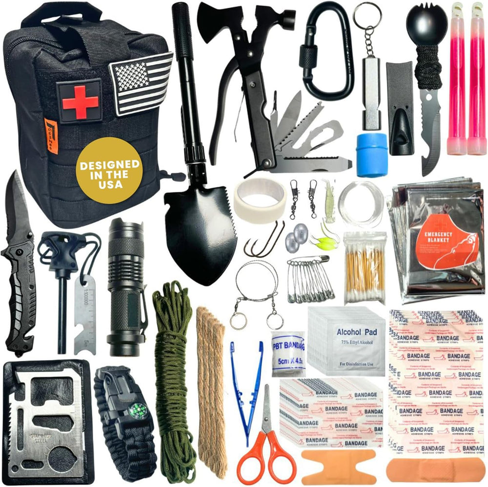 GunZee 175-Piece Survival Kit, First Aid Kit for Emergency and Outdoor Advent...