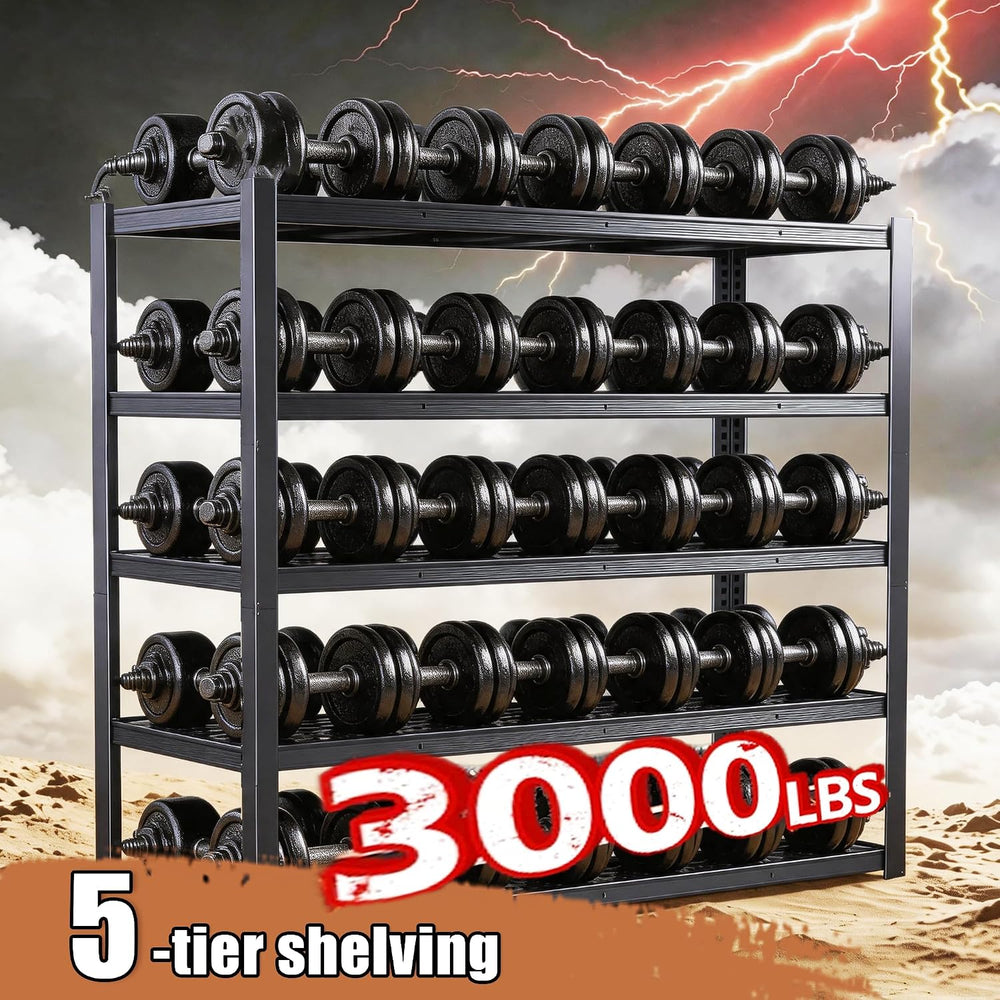 84" H Heavy Duty Wire Garage Shelving, 5-Tier Adjustable Industrial Meta...