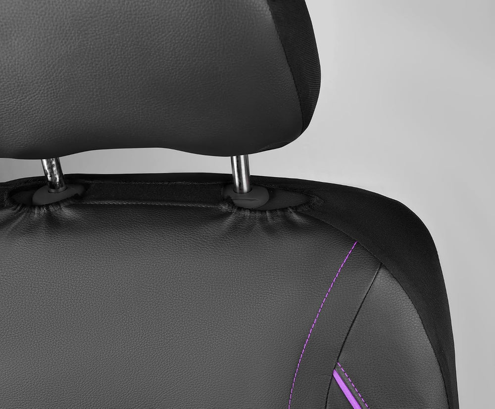 CAR PASS Universal FIT Piping Leather Two Front Seat Covers, Waterproof Faux ...