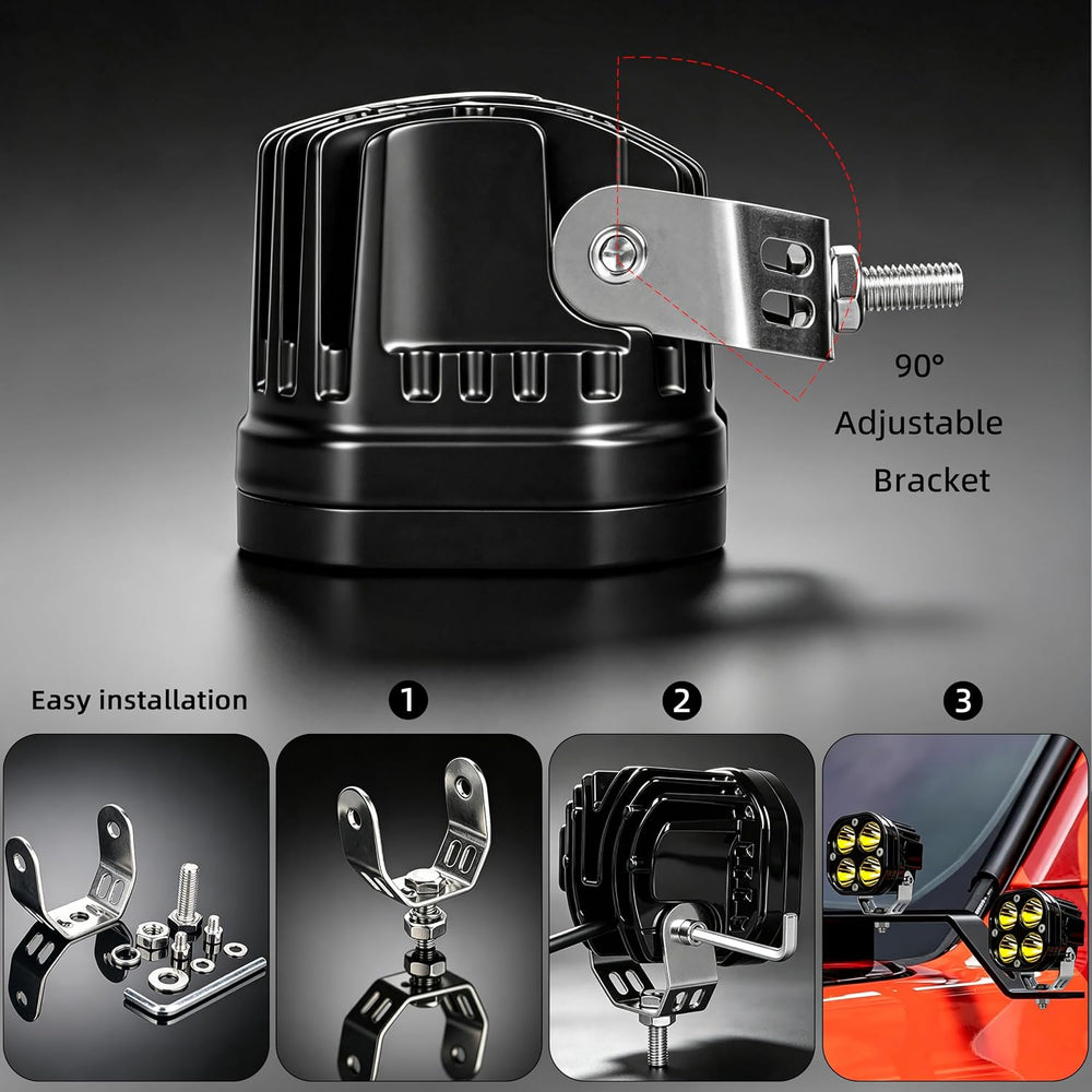 3 Inch Cube LED Pod Lights, 40W Yellow LED Fog Lights