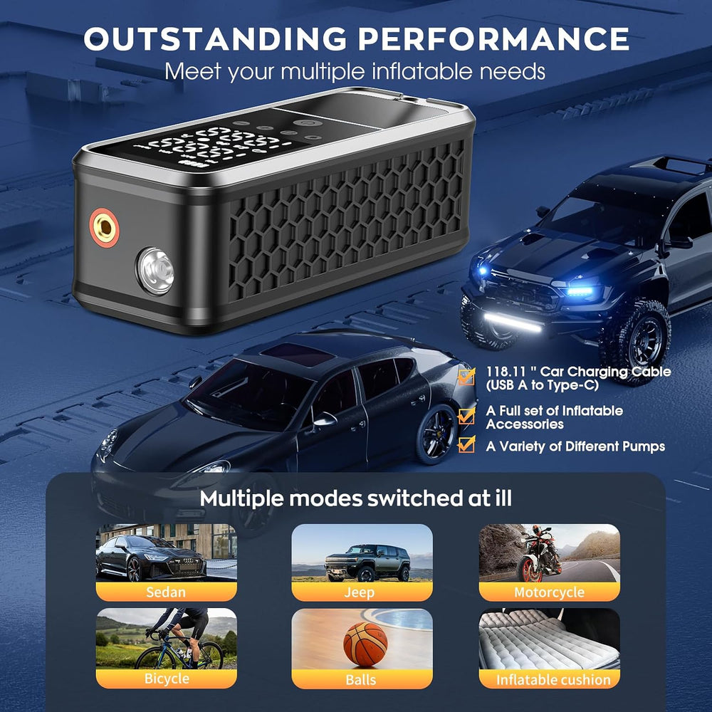 6000mAh Tire Inflator Portable Air Compressor, Air Pump for Car Tires