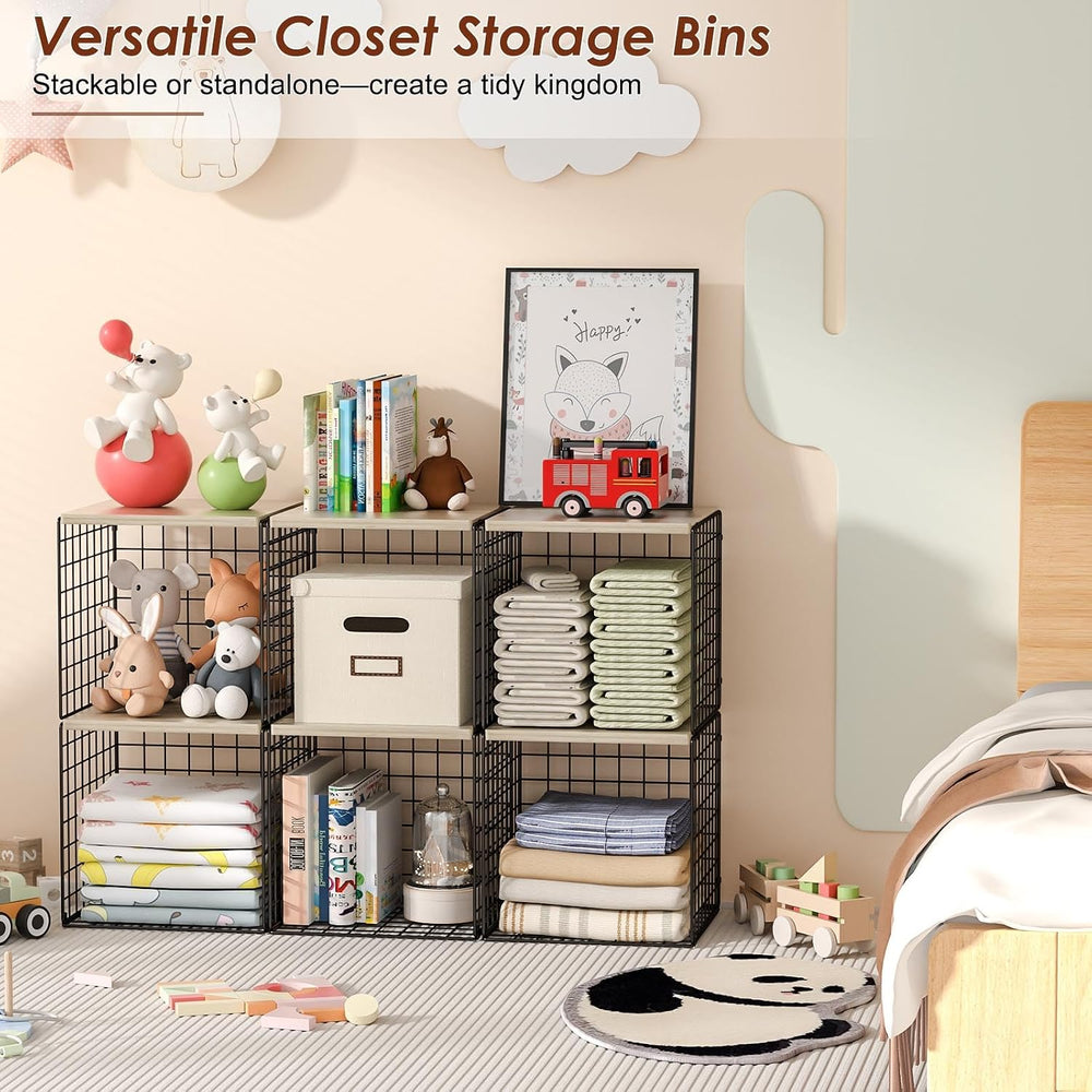 4-Tier Stackable Closet Organizers and Storage, Clothing Cube Shelves