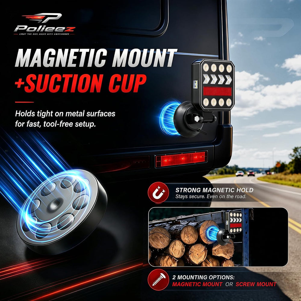 Wireless Trailer Lights, Magnetic Rechargeable LED Tow Light Kit for Trucks