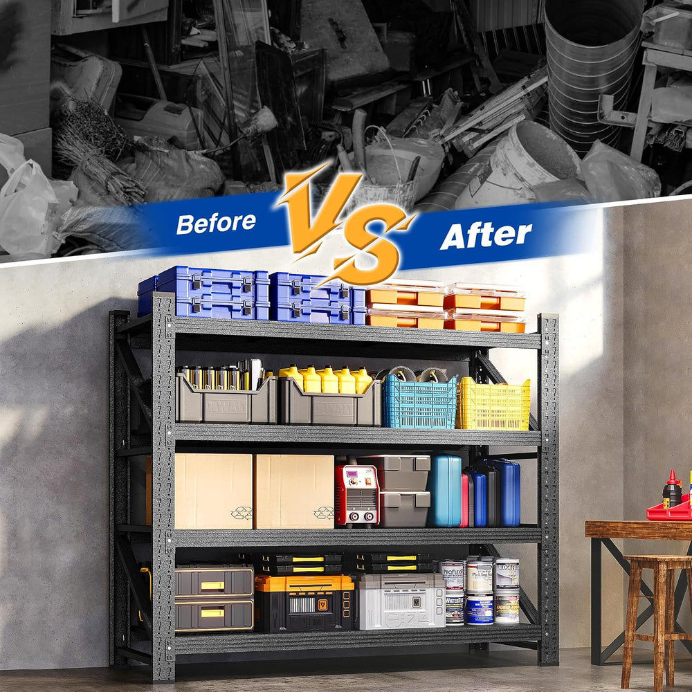 48" W Storage Shelves 3000lbs Garage Metal Shelving Heavy Duty Garage Sh...