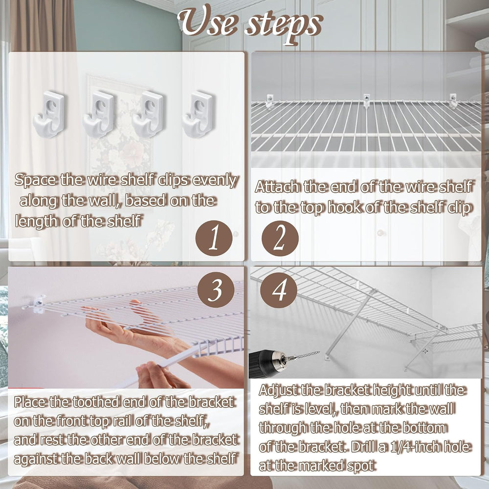 12PCS 12 inch Wire Shelf Brackets, Heavy Duty Wire Rack Bracket