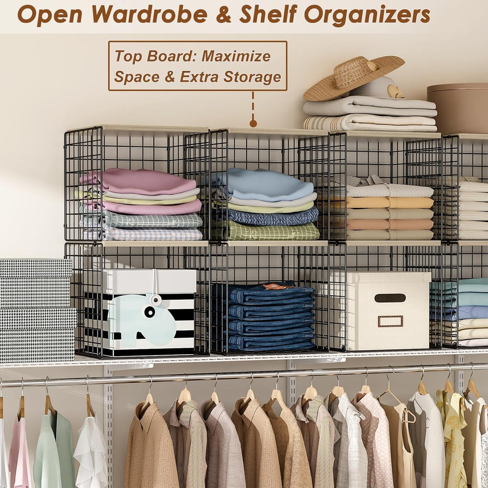 4-Tier Stackable Closet Organizers and Storage, Clothing Cube Shelves
