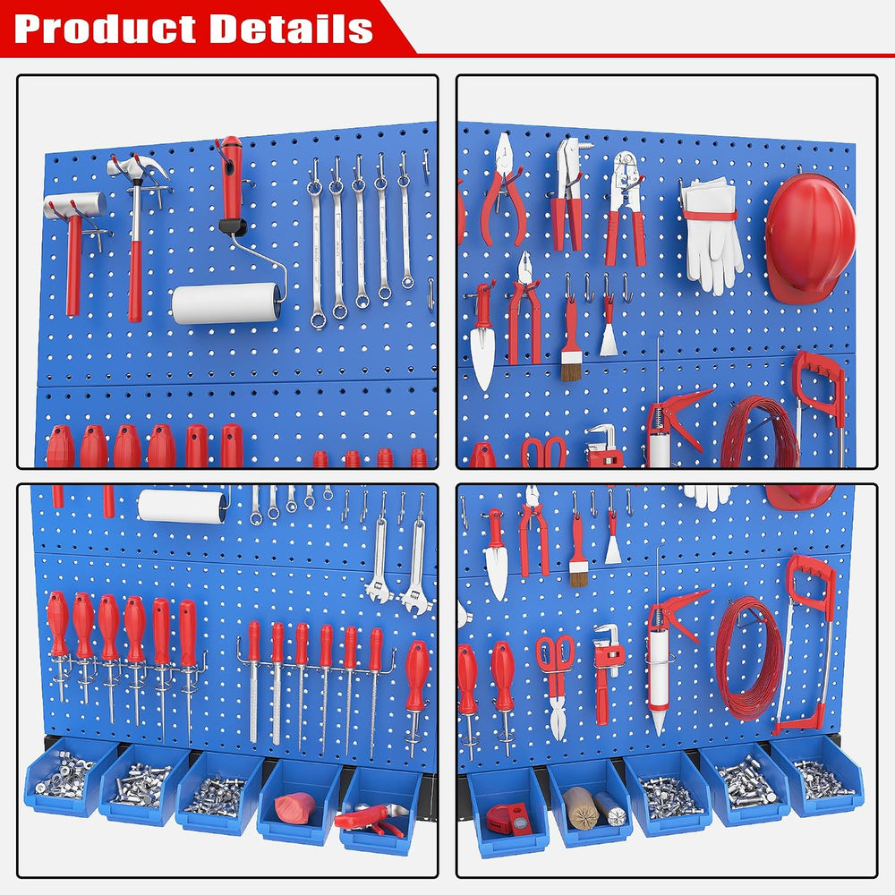 Pegboard Wall Organizer, Blue Metal Peg board Panels