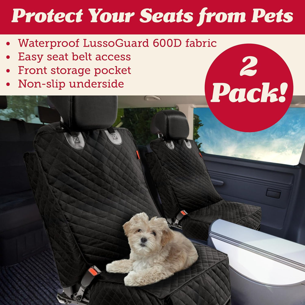 Lusso Gear Dog Car Seat Cover for Front Seat (2 Pack) - 100% Waterproof, Nons...