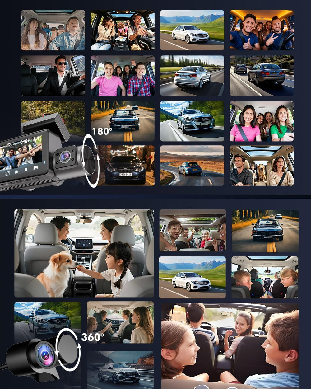 4K Dash Cam Front Rear Inside, 3 Channel Dashcam with WiFi 6 & GPS