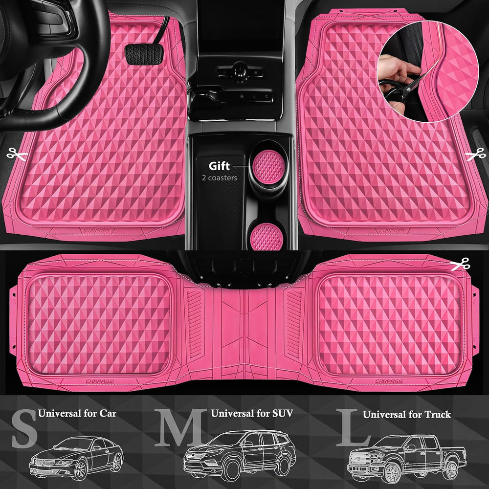 CAR PASS Heavy Duty Rubber Hot Pink Car Floor Mats & Cargo Liners, Deep D...