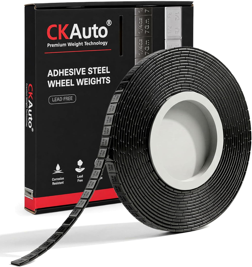 CKAuto 1/4oz, Steel Adhesive Stick-On Wheel Weights, Black, 11 lb Roll