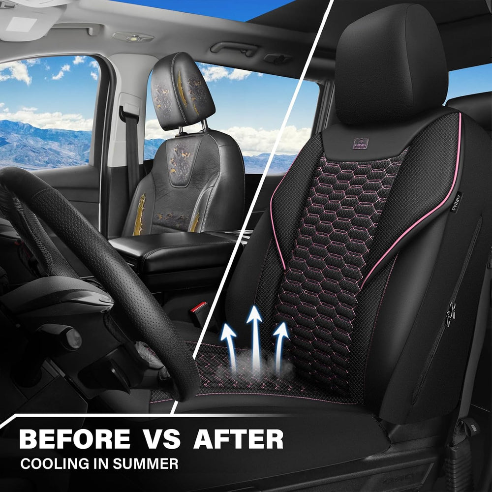 CAR PASS 3D Foam Mesh Leather Car Seat Covers Front Seats,Breathable Mesh Fro...