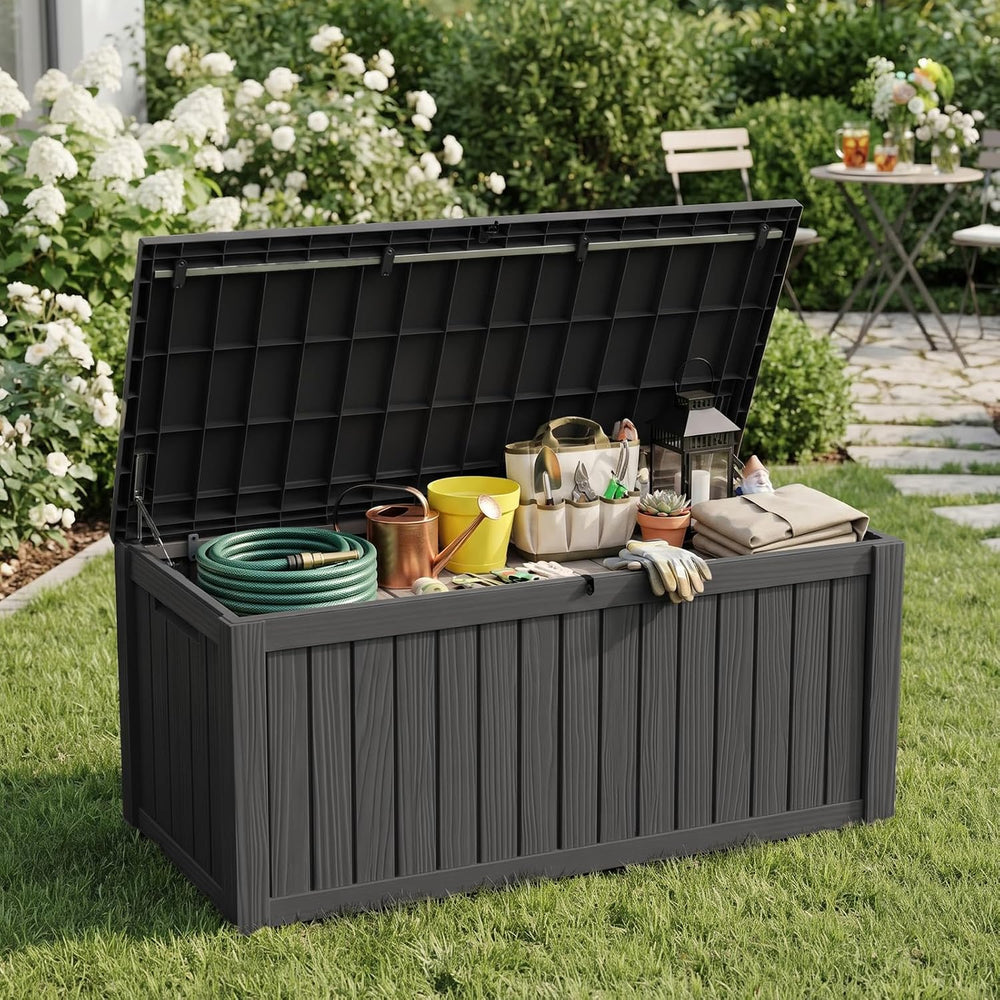 PatioZen 200 Gallon Deck Box Lockable Waterproof UV Resistant Black
