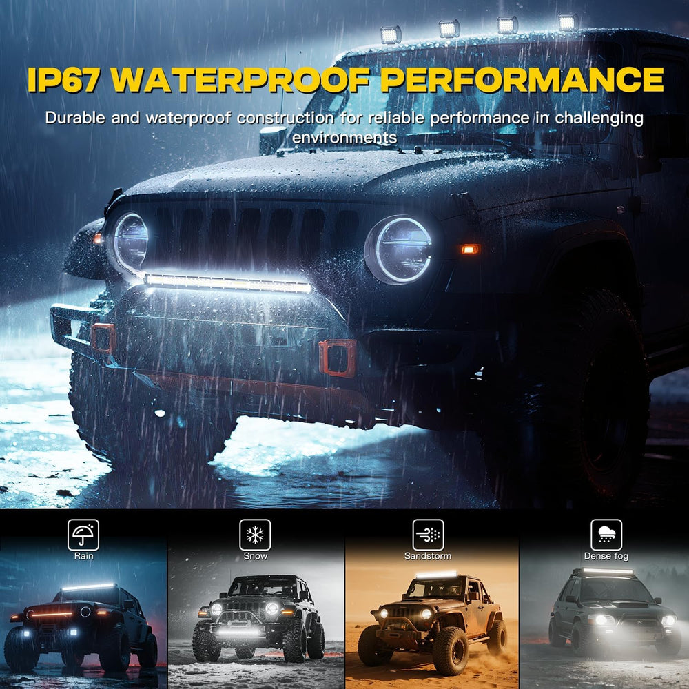 LED Light Bar Kits - 25 Inch Slim Light Bars with 4 Inch LED Pod Lights&W...