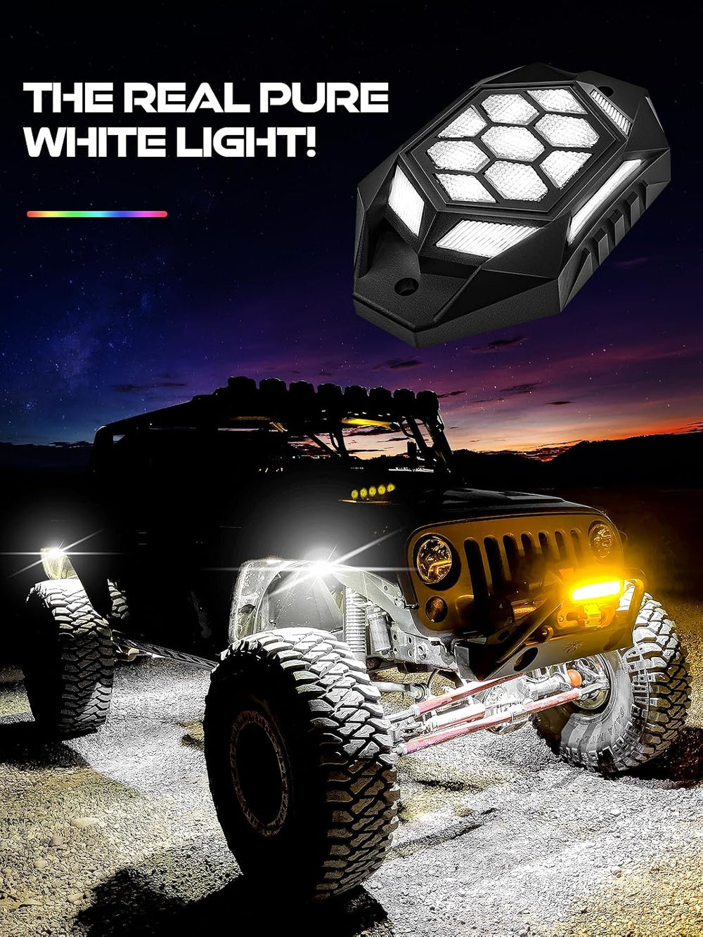 8 Pods RGBW LED Rock Lights Kit - with Brake Light & Turn Signals, Underg...