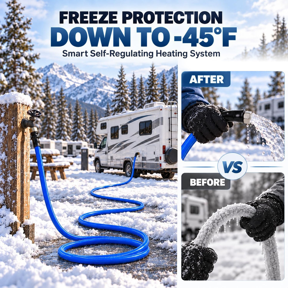 30FT Heated Water Hose for RV, -45°F Anti-Freeze RV Drinking Heated Hose