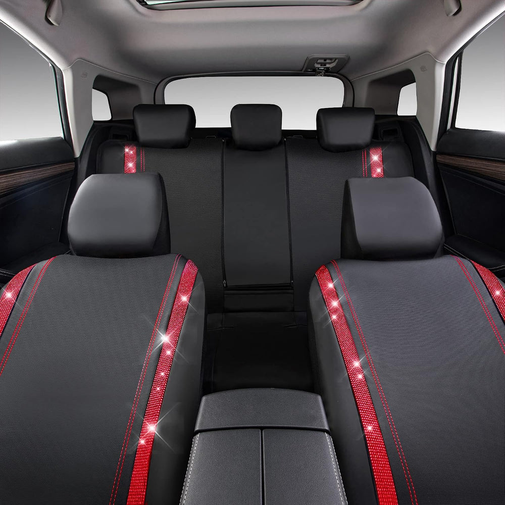 CAR Pass Bling Car Seat Covers Full Set, Shining Rhinestone Diamond Waterproo...