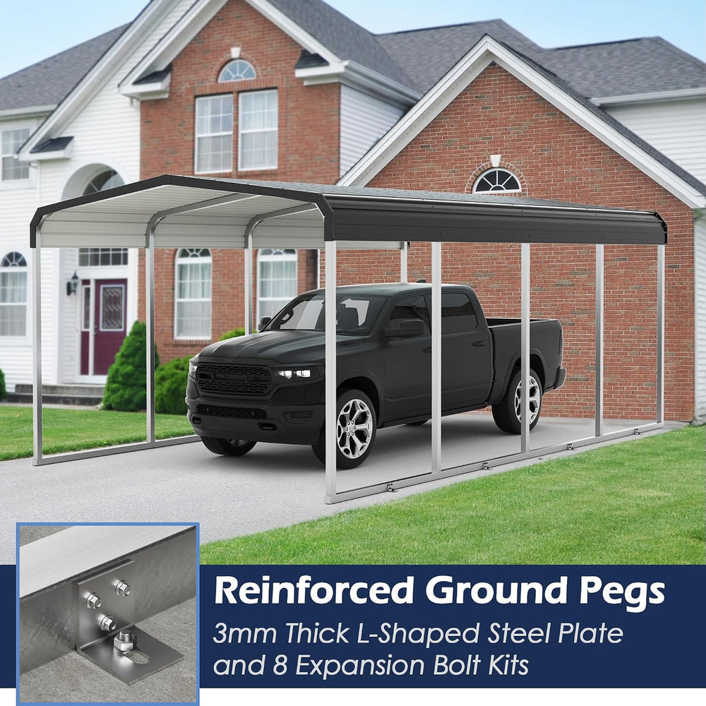 Metal Carport, Heavy Duty Carport Canopy with Galvanized Steel Frame and Roof...