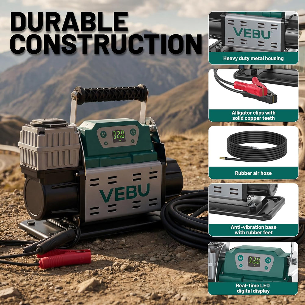 ‌RV Air Compressor 12V Tire Inflator, 150PSI with Auto Shut-off, Digital Disp...