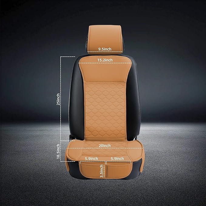 Elantrip 2PCs Front Car Seat Covers Leather Car Seat Protector Universal fit