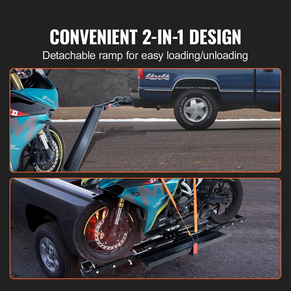 VEVOR Motorcycle Carrier, 600 LBS Steel Motorcycle Carrier Hitch Mount with 4...