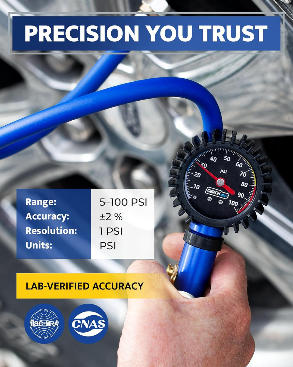 Tire Inflator with Pressure Gauge — Air Chuck with Gauge for Air Compressor
