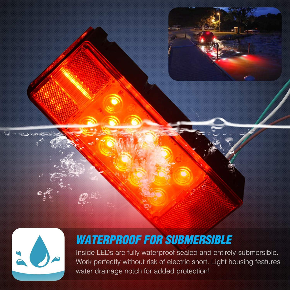 Nilight Rectangular Trailer Light Kit Red Amber Marker Taillights