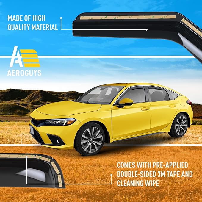 Extra Durable Window Deflectors in-Channel Window Visors Rain Guards Fit (4pcs)