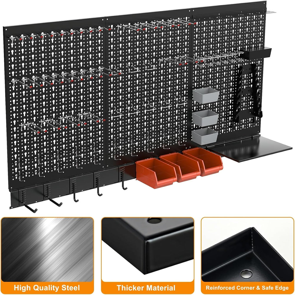 TORACK Metal Pegboard Wall Organizer System 24x48 in, 109 PCS Pegboard Kit