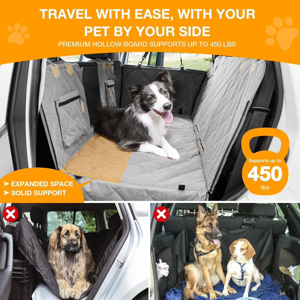 Dog Car Seat Cover for Back Seat, Hard Bottom Back Seat Extender for Dogs, Wa...